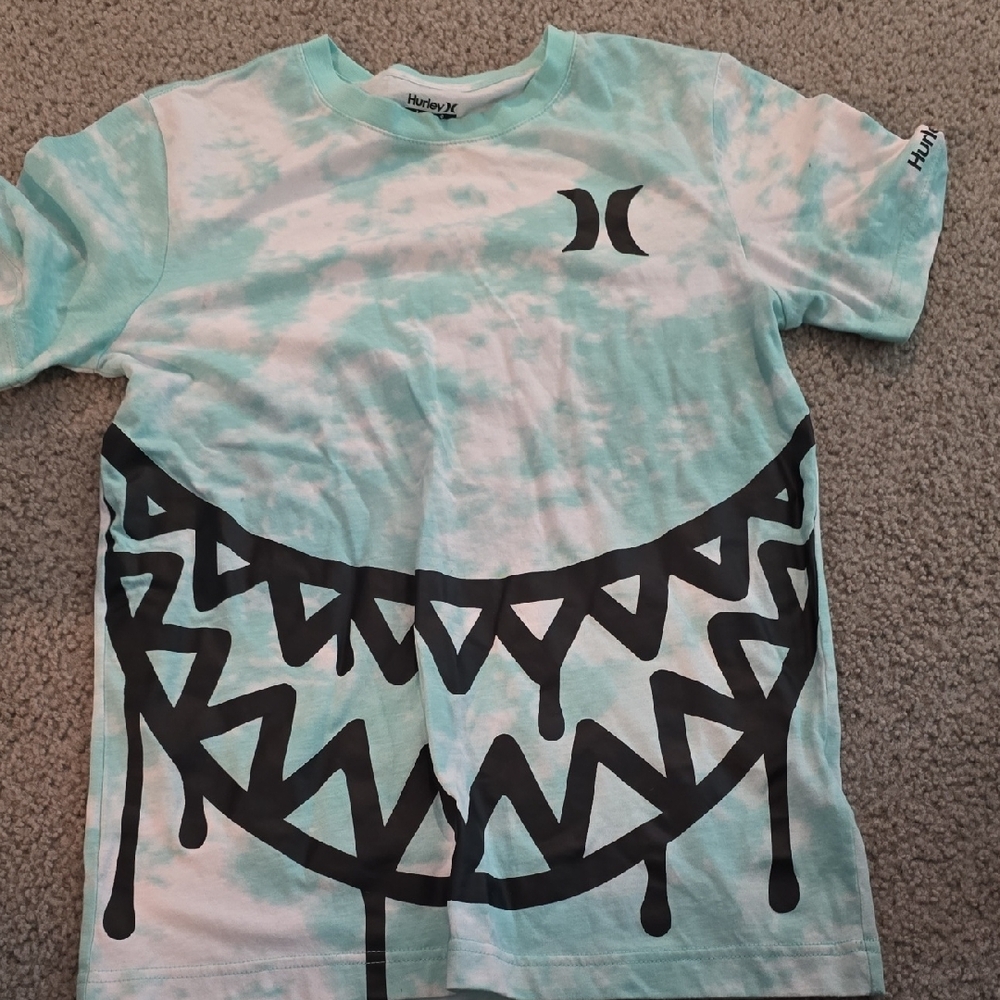 Hurley Blue and Black Short Sleeve Tee with Graphic Design